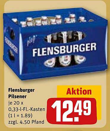 Flensburger Pilsener je 20 x 0,33-Liter-Flaschen-Kasten