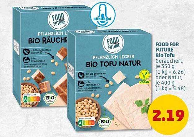 FOOD FOR FUTURE Bio Tofu Natur & Geräuchert, je 350 g oder 400 g