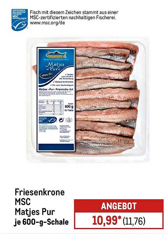 Friesenkrone MSC Matjes Pur je 600-g-Schale