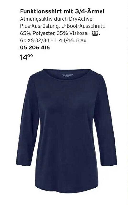 Funktionsshirt mit 3/4-Ärmeln
