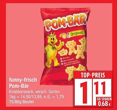 funny-frisch Pom-Bär Knabbersnack, 75/80g Beutel