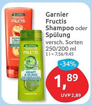 Garnier Fructis Shampoo oder Spülung - verschiedene Sorten 250/200 ml