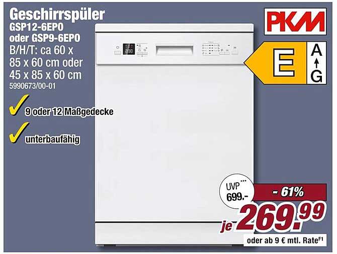 Geschirrspüler GSP12-6EPO oder GSP9-6EPO
