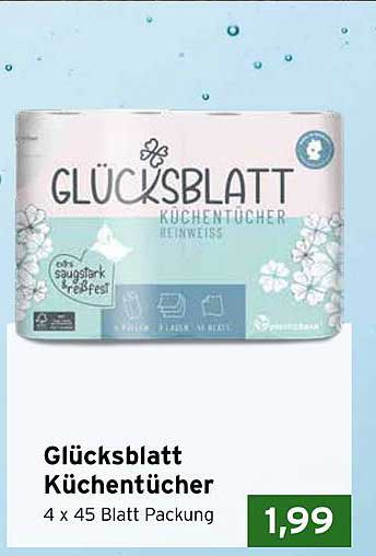 Glücksblatt Küchentücher 4 x 45 Blatt Packung