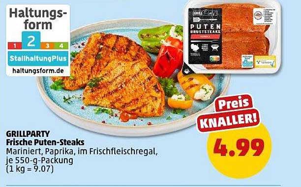 GRILLPARTY Frische Puten-Steaks mariniert, 550 g