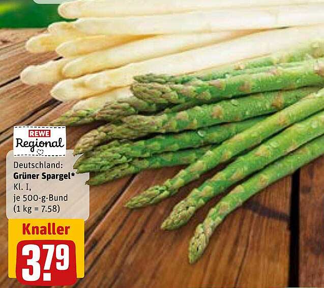 Grüner Spargel* Kl. I, je 500-g-Bund - nur 3,79 €