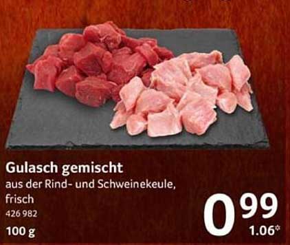 Gulasch gemischt aus der Rind- und Schweinekeule, frisch