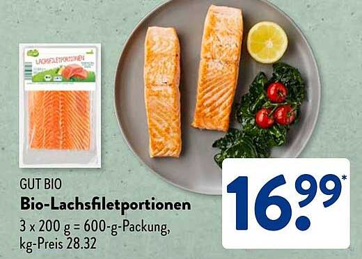 GUT BIO Bio-Lachsfiletportionen 600 g