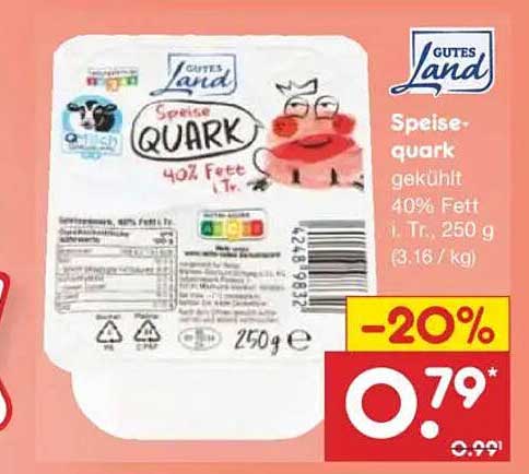 GUTES LAND Speisequark 40% Fett, 250 g