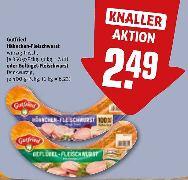 Gutfried Hähnchen-Fleischwurst oder Geflügel-Fleischwurst