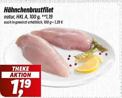 Hähnchenbrustfilet natur, HKL A, 100 g