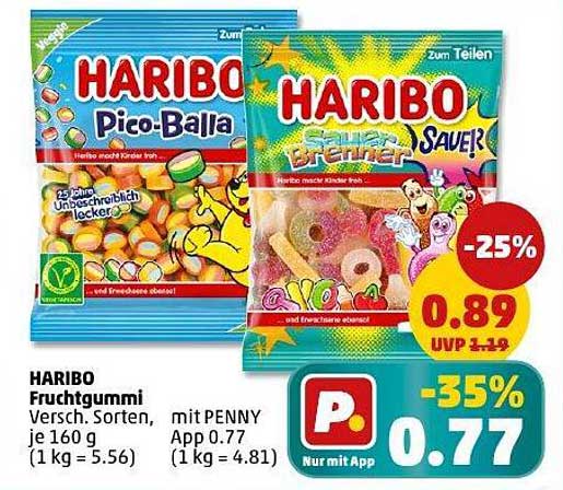 HARIBO Fruchtgummi - Verschiedene Sorten, je 160 g