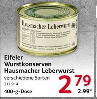 Hausmacher Leberwurst - Eifeler Wurstkonserven 400-g-Dose