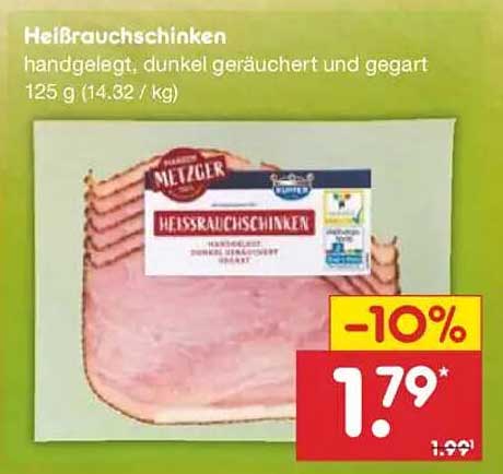 HeiBrauchschinken, handgelegt, dunkel geräuchert und gegart