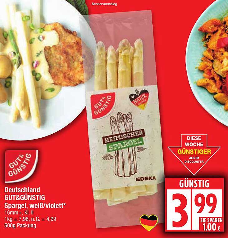 Heimischer Spargel, weiß/violett - 500g Packung