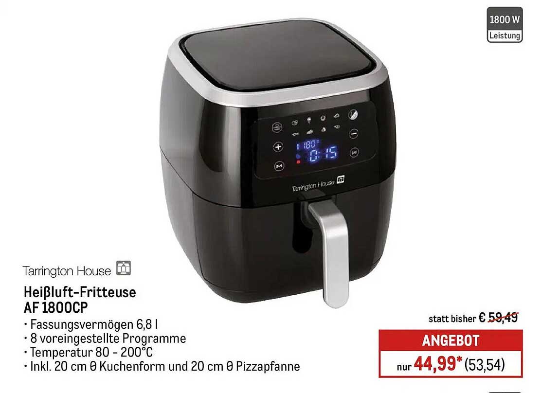Heiße Luft-Fritteuse AF 1800CP von Tarrington House