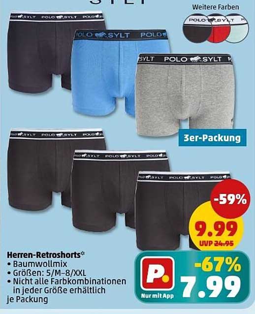 Herren-Retroshorts 3er-Packung von Polo Sylt
