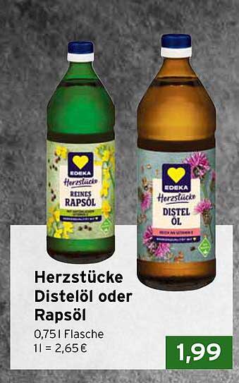 Herzstücke Distelöl oder Rapsöl 0,75l Flasche