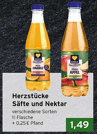 Herzstücke Säfte und Nektar - verschiedene Sorten 1 l Flasche