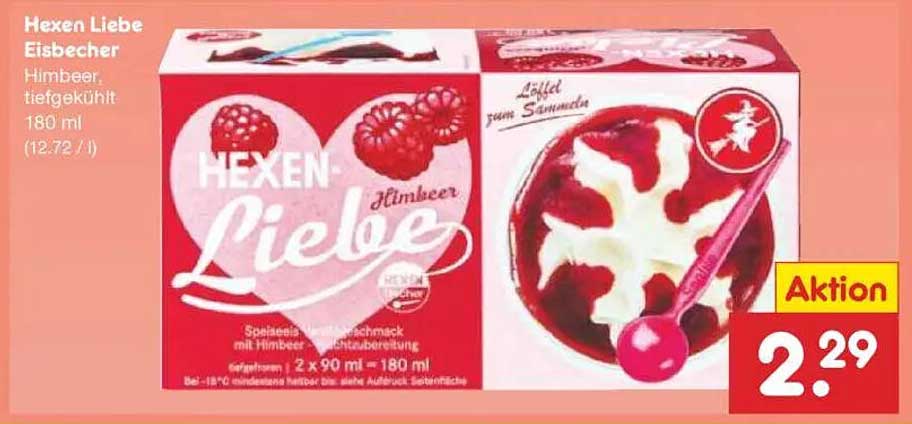Hexen Liebe Eisbecher Himbeer, tiefgekühlt 180 ml
