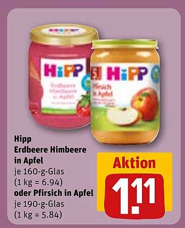 Hipp Erdbeere Himbeere in Apfel oder Pfirsich in Apfel