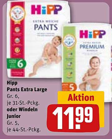 Hipp Pants Extra Large Gr. 6, je 31-St.-Pckg. oder Windeln Junior Gr. 5, je 44-St.-Pckg.