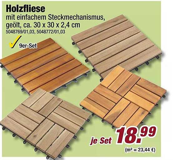 Holzfliese mit einfachem Steckmechanismus, 9er-Set