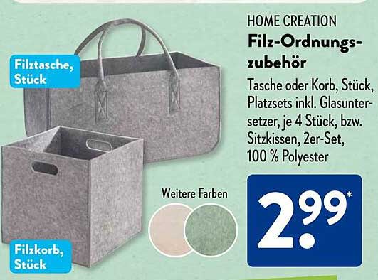 HOME CREATION Filz-Ordnungszubehör