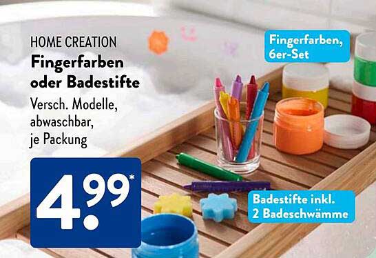 HOME CREATION Fingerfarben oder Buntstifte – verschiedene Modelle, abwaschbar, je Packung
