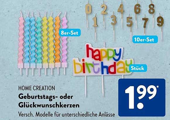 HOME CREATION Geburtstag- oder Glückwunschkerzen