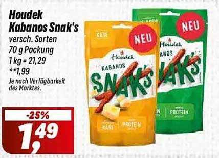 Houdek Kabanos Snak's - Verschiedene Sorten 70 g Packung