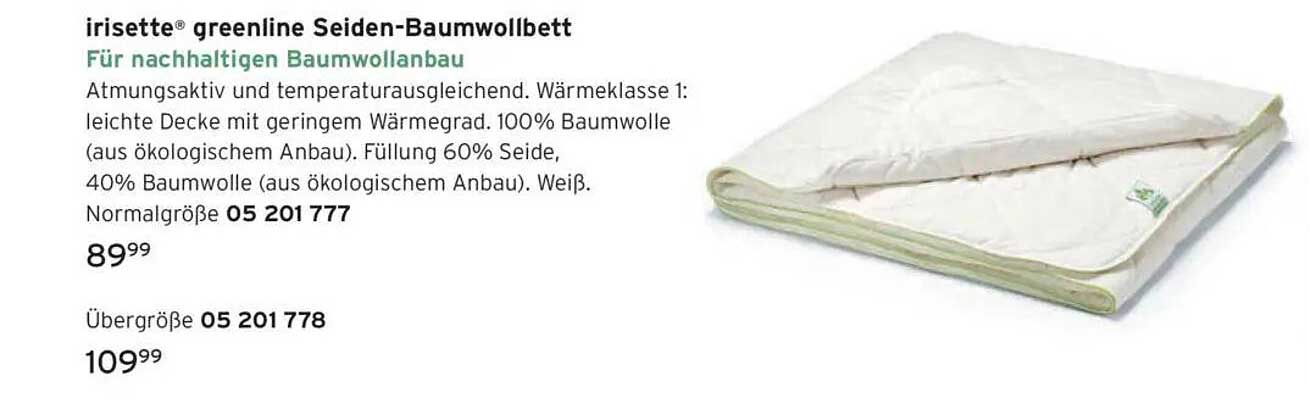 irisette® greenline Seiden-Baumwollbett für nachhaltigen Baumwollbau