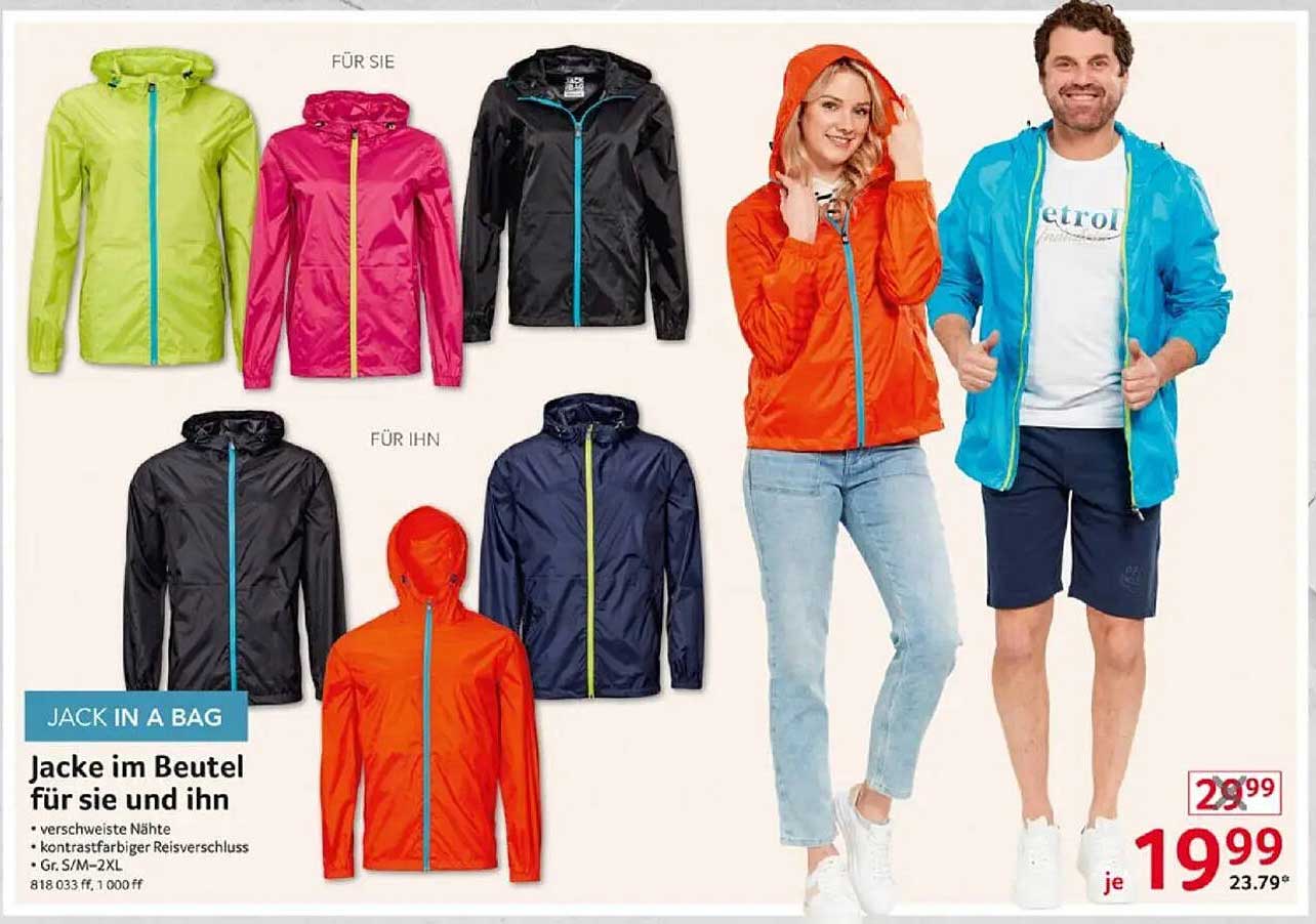 Jacke im Beutel für Sie und Ihn