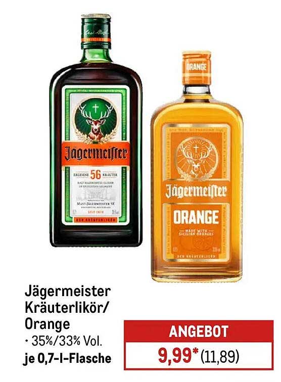 Jägermeister Kräuterlikör/Orange je 0,7 l-Flasche