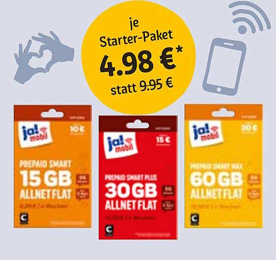 Jahresaktion: Starter-Pakete von ja! mobil - Allnet Flat für jedes Bedürfnis