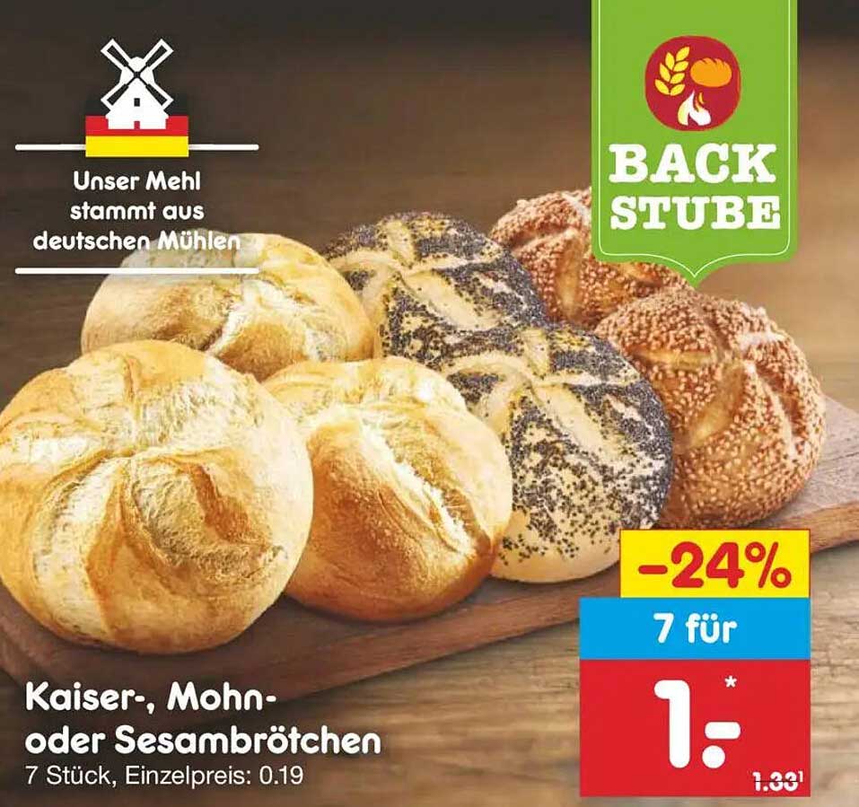 Kaiser-, Mohn- oder Sesambrötchen