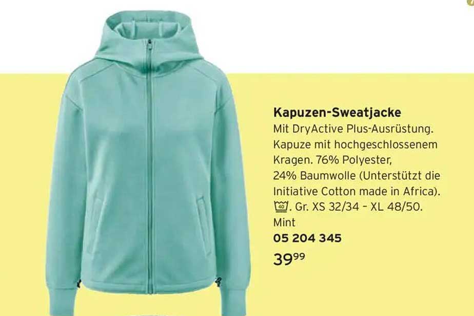 Kapuzensweatjacke mit DryActive Plus-Ausrüstung