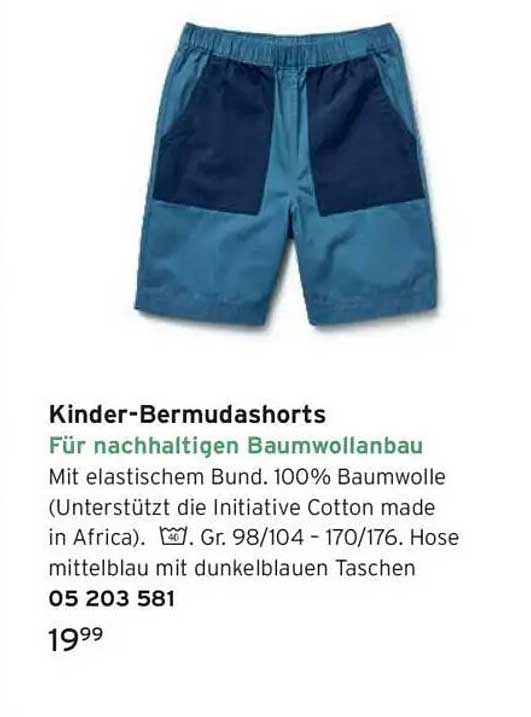 Kinder-Bermudas mit elastischem Bund – Für nachhaltigen Baumwollbau