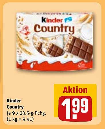 Kinder Country 9 x 23,5-g-Packungen