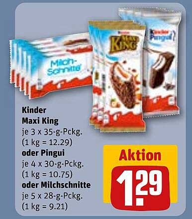 Kinder Maxi King, Pingui oder Milch-Schnitte