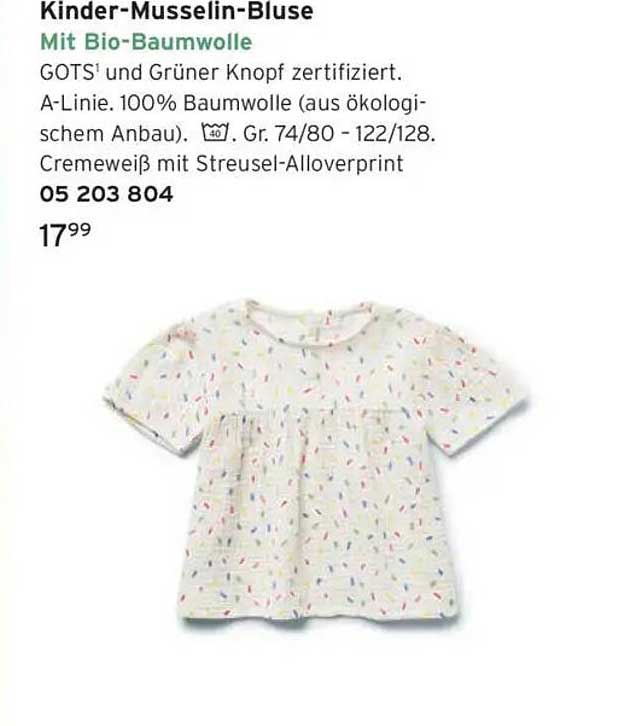 Kinder-Musselin-Bluse Mit Bio-Baumwolle