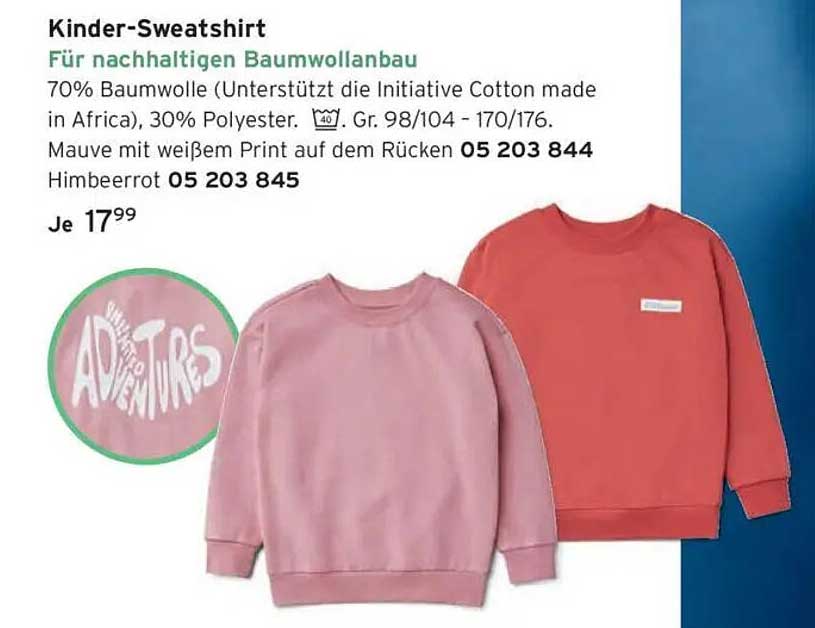 Kinder-Sweatshirt für nachhaltigen Baumwollanbau