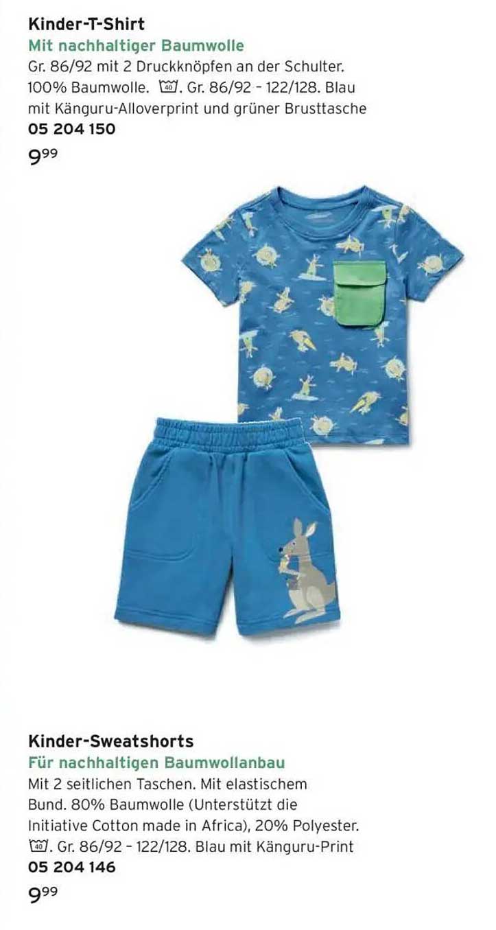 Kinder-T-Shirt und Kinder-Sweatshorts im Tchibo-Prospekt