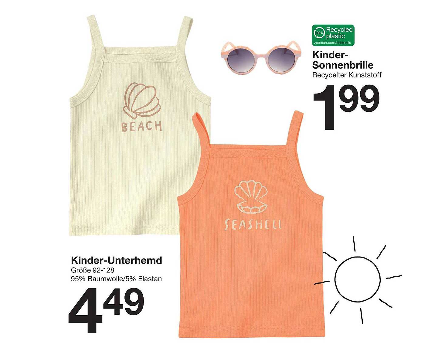 Kinder-Unterhemd und Kinder-Sonnenbrille