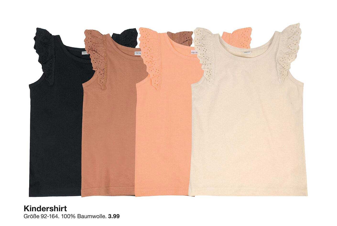 Kindershirt 92-164, 100% Baumwolle für 3,99