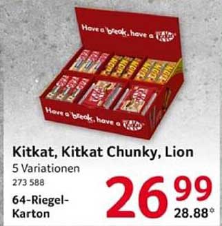 Kitkat, Kitkat Chunky, Lion - 64-Riegel-Karton