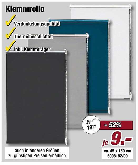 Klemmrollo - Verdunkelungsqualität zum Sparpreis