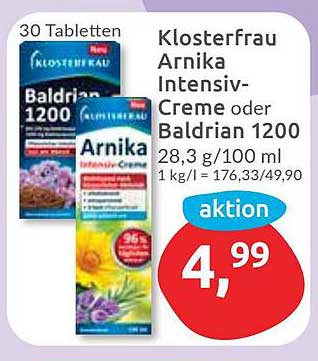 Klosterfrau Arnika Intensiv-Creme oder Baldrian 1200 - Aktionen für Ihre Gesundheit!