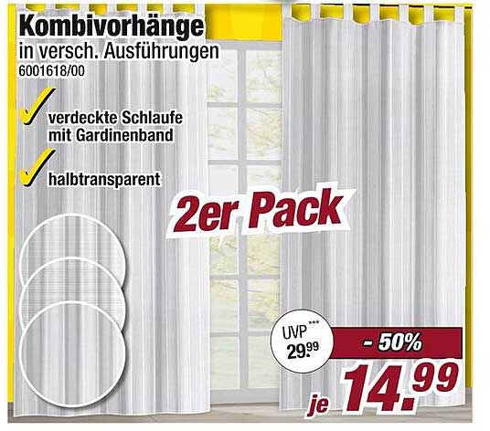 Kombivorhänge in verschiedenen Ausführungen - 2er Pack