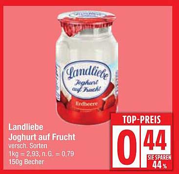 Landliebe Joghurt auf Frucht - Erdbeere 150g Becher